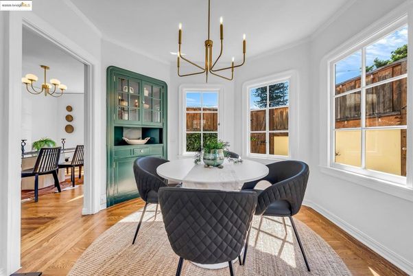 Chandelier, Dining room, Interior, Wood Texture Flooring