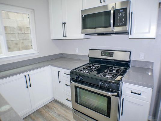 Interior, Kitchen, Stainless Steel Appliances, Wood Texture Flooring