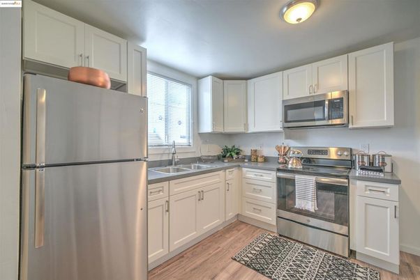 Interior, Kitchen, Stainless Steel Appliances, Wood Texture Flooring