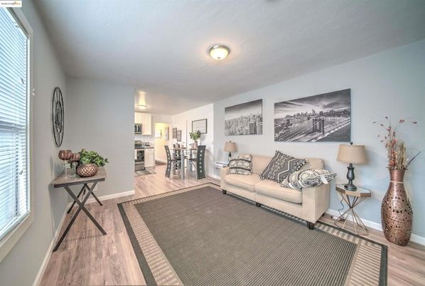 Dining room, Interior, Kitchen, Living room, Stainless Steel Appliances, Wood Texture Flooring