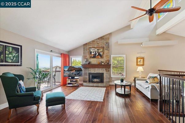 Fireplace, Interior, Living room, Stone Walls, Wood Texture Flooring
