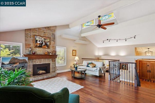 Fireplace, Interior, Living room, Stone Walls, Wood Texture Flooring
