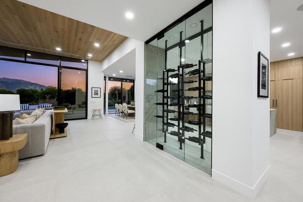 Interior, Recessed Lighting, Wine Storage, Wooden Ceilings
