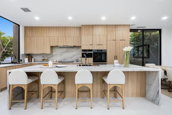 Interior, Kitchen, Marble Walls, Recessed Lighting
