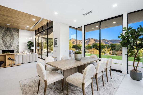 Dining room, Interior, Living room, Recessed Lighting, Wooden Ceilings