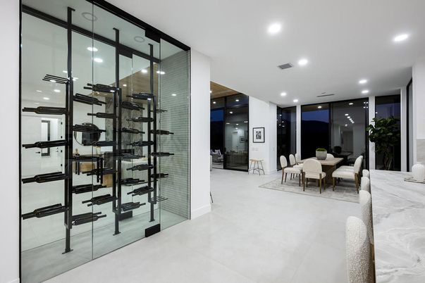 Dining room, Interior, Recessed Lighting, Wine Storage