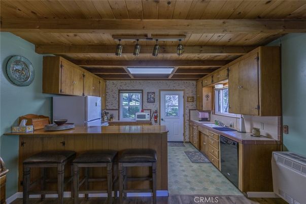Interior, Kitchen, Tile Countertops, Wooden Beams, Wooden Ceilings