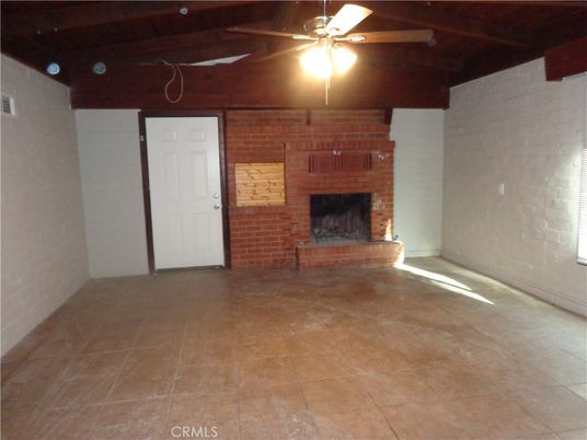 Empty room, Fireplace, Interior, Stone Walls, Wooden Beams