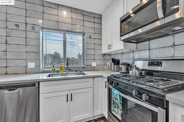 Interior, Kitchen, Stainless Steel Appliances, Wood Texture Flooring