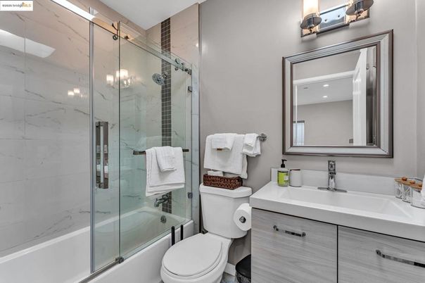 Bathroom, Glass Shower, Interior, Marble Walls, Recessed Lighting