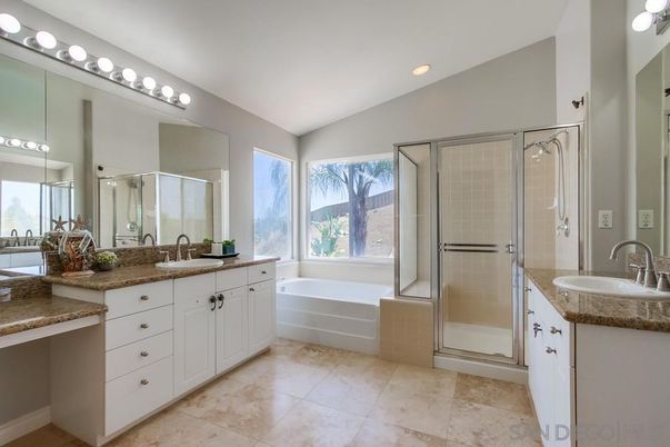 Bathroom, Dual Sink Vanities, Glass Shower, Interior, Recessed Lighting