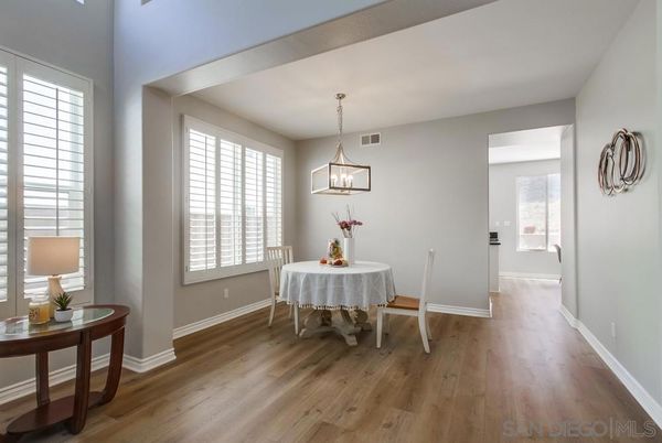 Dining room, Interior, Pendant Lights, Wood Texture Flooring