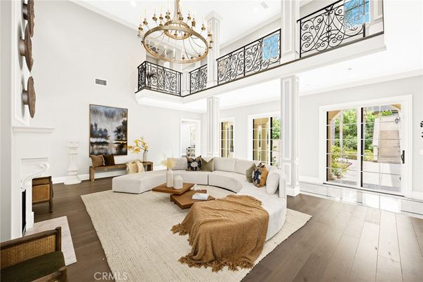 Chandelier, Interior, Living room, Wood Texture Flooring