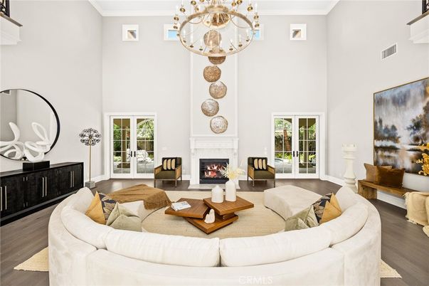 Chandelier, Fireplace, Interior, Living room, Wood Texture Flooring