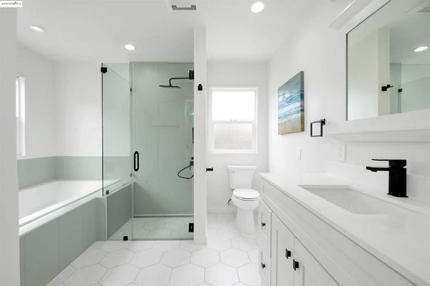 Bathroom, Glass Shower, Interior, Recessed Lighting