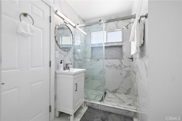 Bathroom, Glass Shower, Interior, Marble Walls