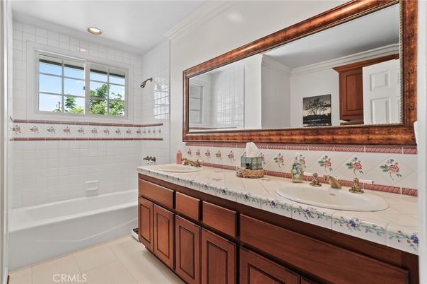 Bathroom, Dual Sink Vanities, Interior, Recessed Lighting, Tile Countertops