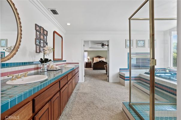 Bathroom, Interior, Recessed Lighting, Tile Countertops