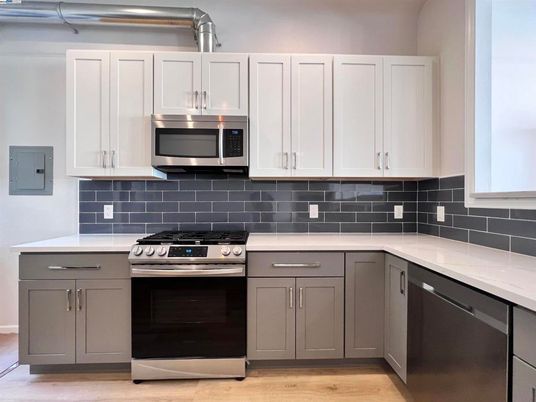 Interior, Kitchen, Stainless Steel Appliances, Wood Texture Flooring