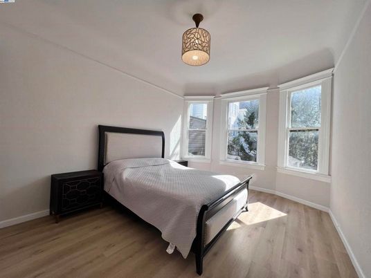 Bedroom, Interior, Pendant Lights, Wood Texture Flooring