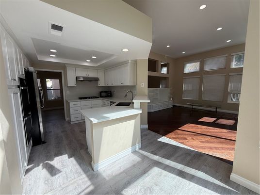 Interior, Kitchen, Recessed Lighting, Wood Texture Flooring