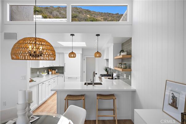 Interior, Kitchen, Pendant Lights, Recessed Lighting, Wood Texture Flooring