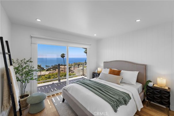 Bedroom, Interior, Recessed Lighting, Water, Wood Texture Flooring