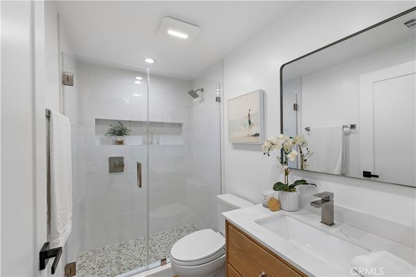 Bathroom, Glass Shower, Interior, Recessed Lighting