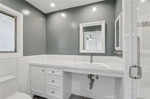 Bathroom, Glass Shower, Interior, Recessed Lighting