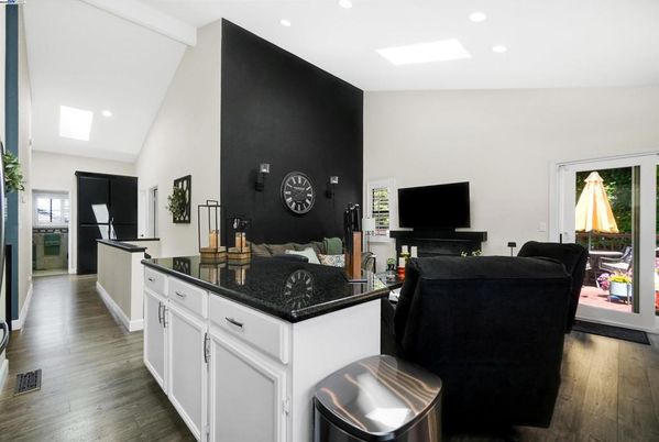 Interior, Kitchen, Living room, Recessed Lighting, Wood Texture Flooring