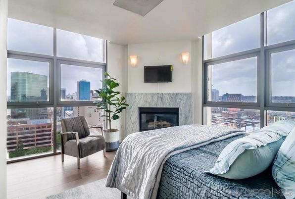 Bedroom, Fireplace, Interior, Wood Texture Flooring