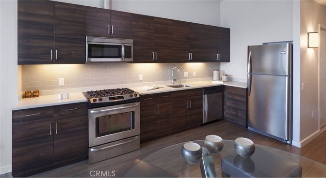 Interior, Kitchen, Stainless Steel Appliances, Wood Texture Flooring