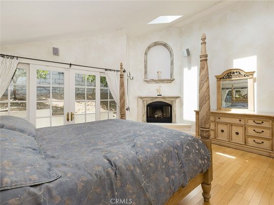 Bedroom, Fireplace, Interior, Wood Texture Flooring