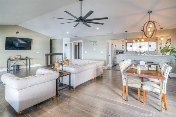 Dining room, Interior, Kitchen, Living room, Pendant Lights, Recessed Lighting, Wood Texture Flooring