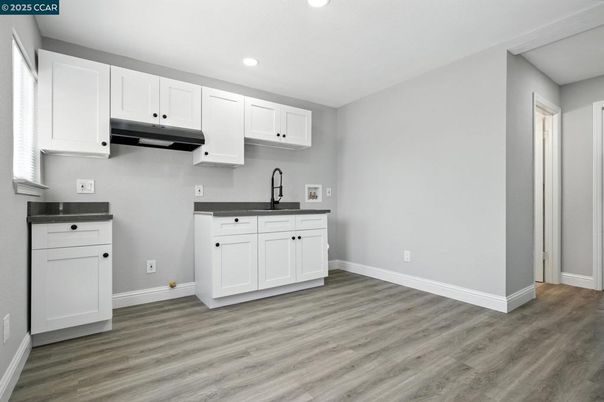 Interior, Kitchen, Recessed Lighting, Wood Texture Flooring