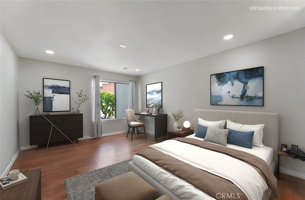 Bedroom, Home Office, Interior, Recessed Lighting, Wood Texture Flooring