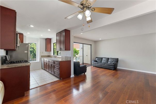 Interior, Kitchen, Recessed Lighting, Wood Texture Flooring