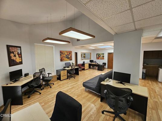 Home Office, Interior, Pendant Lights, Wood Texture Flooring