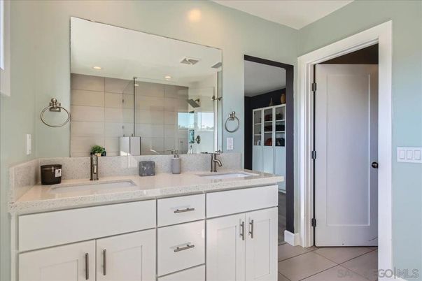 Bathroom, Dual Sink Vanities, Glass Shower, Interior, Recessed Lighting