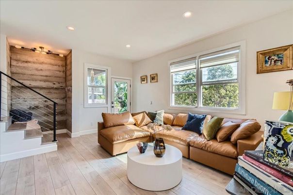 Interior, Living room, Recessed Lighting, Wood Texture Flooring, Wooden Walls