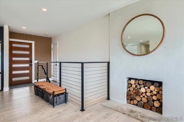 Fireplace, Interior, Recessed Lighting, Wood Texture Flooring
