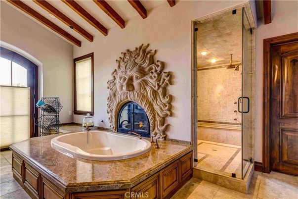 Bathroom, Glass Shower, Interior, Wooden Beams