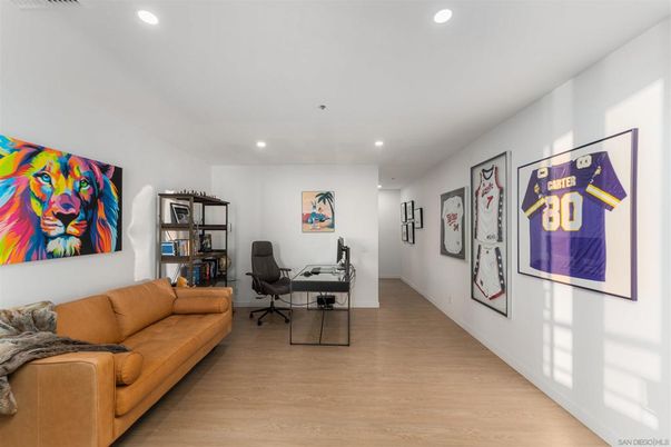 Home Office, Interior, Recessed Lighting, Wood Texture Flooring