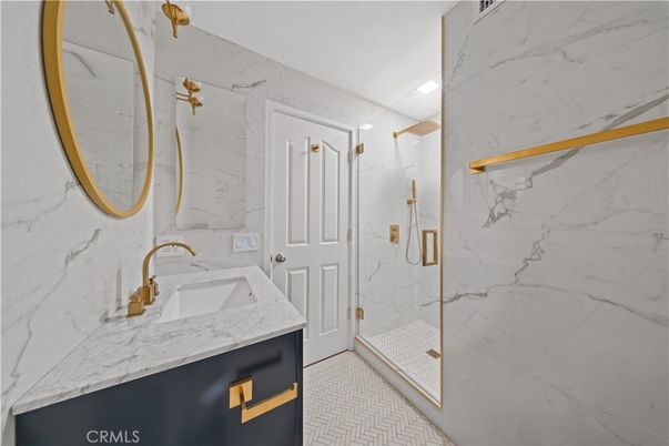Bathroom, Glass Shower, Interior, Marble Walls