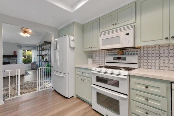 Dining room, Interior, Kitchen, Stainless Steel Appliances, Wood Texture Flooring