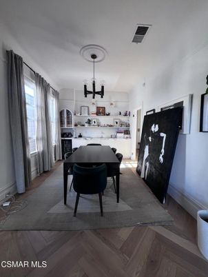 Chandelier, Dining room, Interior, Wood Texture Flooring