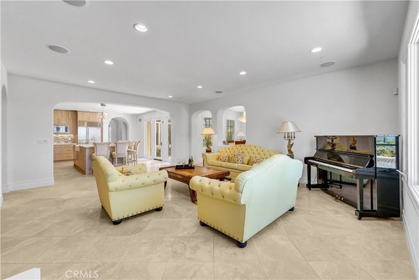 Chandelier, Dining room, Interior, Kitchen, Living room, Pendant Lights, Piano, Recessed Lighting