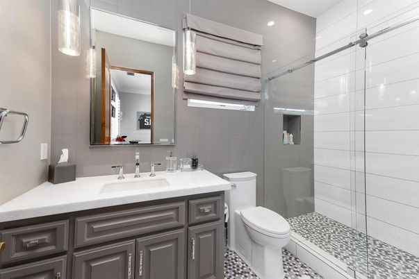 Bathroom, Glass Shower, Interior, Recessed Lighting