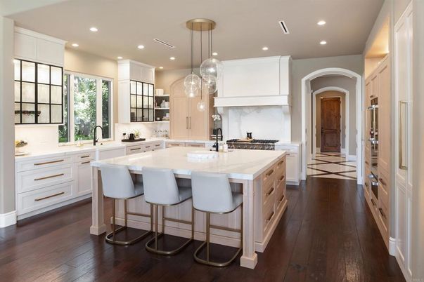Interior, Kitchen, Pendant Lights, Recessed Lighting, Wood Texture Flooring