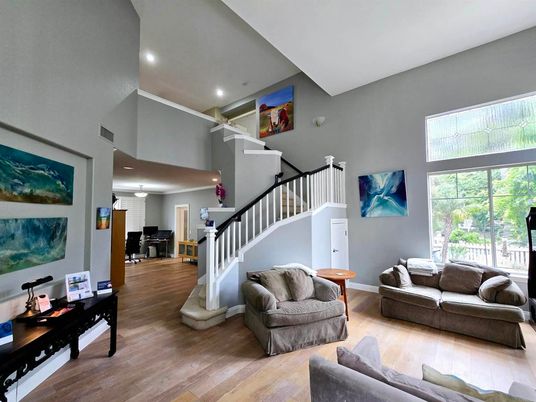 Interior, Living room, Recessed Lighting, Wood Texture Flooring